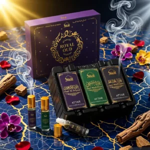 Gift Set Royal Oud – Experience the “Gold of Fragrances” 3x6 ml + Attars 2 ml x 3 (Pcs)