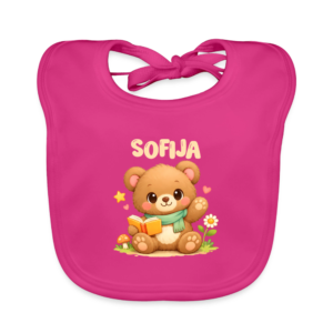 Personalized Organic Baby Bib (with Ties)| “Fairytale Reading Bear” – Azalia Kids