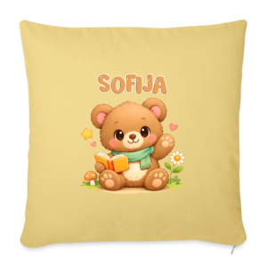 Decorative Sofa Pillow "Fairytale Reading Bear" | Premium Kids Room Decor 45cm x 45cm| "Sofija"