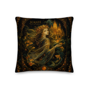 Premium Art Pillow Amulet “Baltic Legends | Jūratė – The Sea Goddess” | Azalia Art<span> - </span>18×18