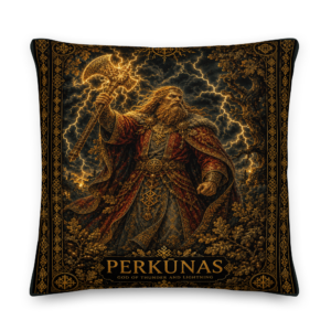 Premium Art Pillow Amulet “Baltic Legends | Perkūnas — The God of Thunder” | Azalia Art