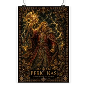 Art Poster “Baltic Legends | Perkūnas — The God of Thunder” (42×60 cm) | Azalia Art