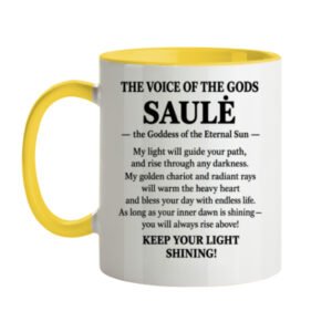 Two-Tone Ceramic Mug | "The Voice of the Gods: SAULĖ" 330 ml<span> - </span>English text