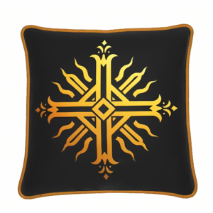 Premium Art Pillow Amulet “Baltic Legends | "The Voice of the Gods: SAULĖ" | Natural Silk | Azalia Art